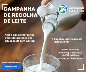 Comunidade Vida e Paz pede aos portugueses para doarem leite para os sem-abrigo